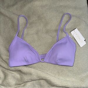 L*space Purple Ribbed Helena Bikini Top (Small)